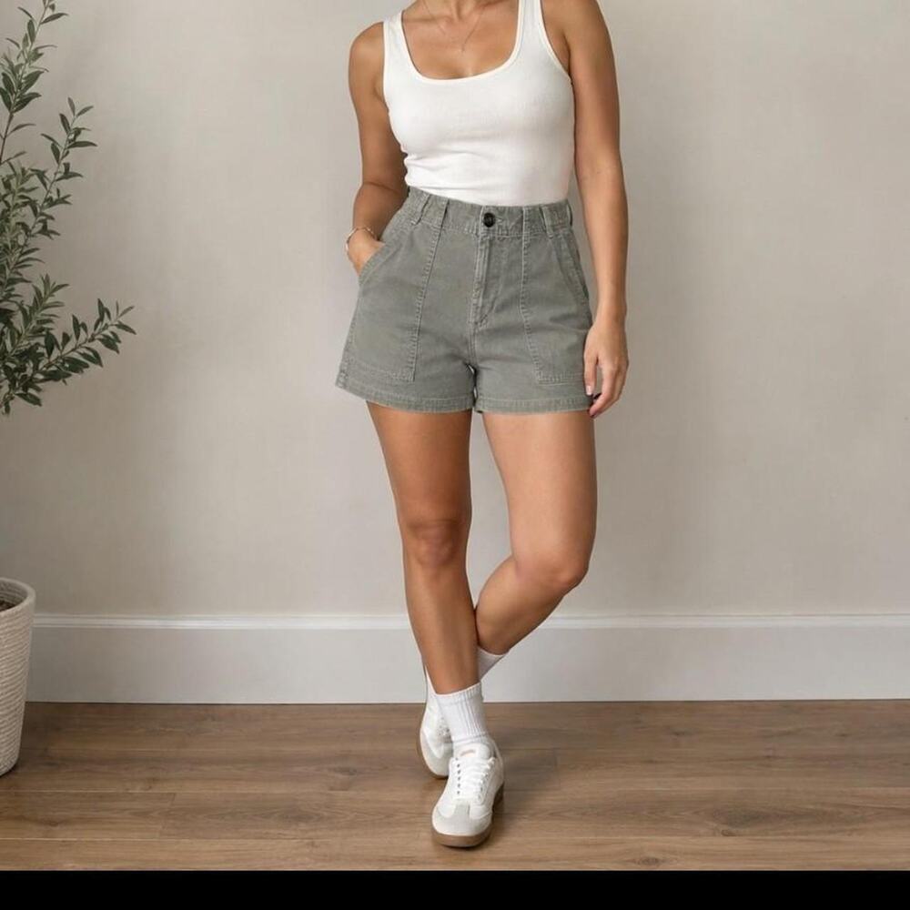 Everlane gray green corduroy shorts